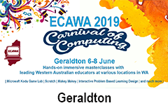 ECAWA 2019 A Carnival of Computing - in Geraldton See http://ecawa.wa.edu.au/conferences/2019-carnival-of-computing/2019-carnival-of-computing-geraldton/
