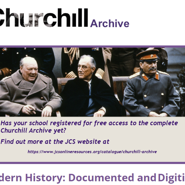 Image of Churchill, Rooseveldt and Stalin. Has your school registered for free access to the Churchil Archive yet? Find out more at https://www.jcsonlineresources.org/catalogue/churchill-archive