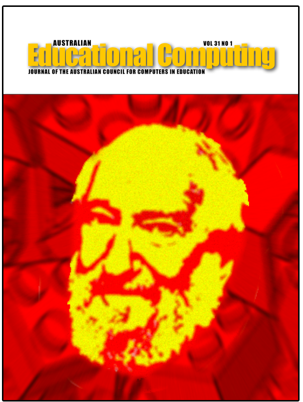 Cover Australian Educational Computing Volume 31 Number 1 - cover image of Seymour Papert