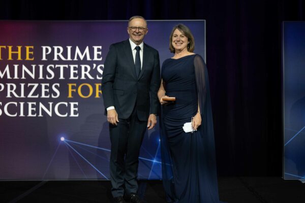 Donna Buckley recipient of the 2023 Prime Minister's Prize for Excellence in Science Teaching in Secondary Schools with Prime Minister Anthong Albanese